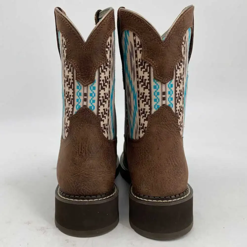 Ariat Brown Blue Aztec Pattern Western Boots | Women's 8.5 Regular
